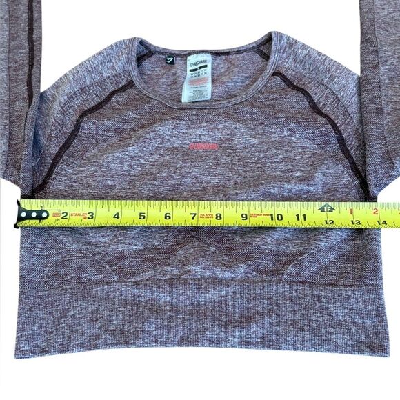 GymShark Seemless Long Sleeve Crop Top Womens Size Medium Berry Red - Picture 7 of 10